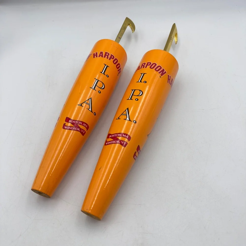 Harpoon Brewery IPA Beer Tap Handle Set of 2 Orange Gold Harpoon Hook 13.5 Inch